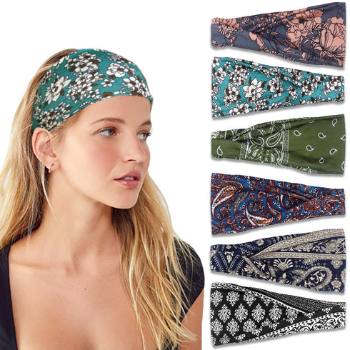 IVARYSS Headbands for Women, Non-Slip Premium Stretchy Hair Accessories, 6 Pack, Boho for Yoga, Fashion, Travel