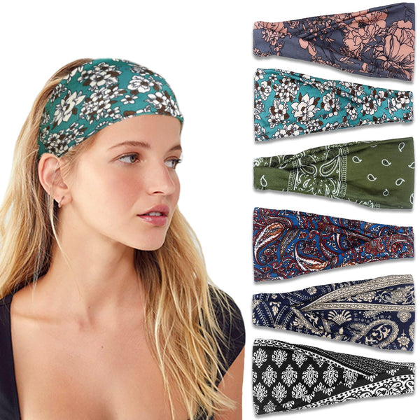 IVARYSS Headbands for Women, Non-Slip Premium Stretchy Hair Accessories, 6 Pack, Boho for Yoga, Fashion, Travel