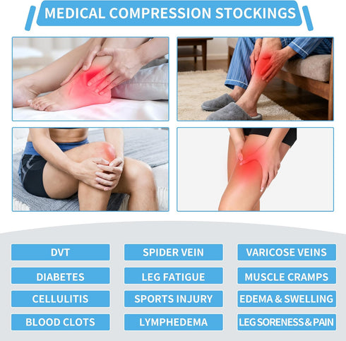 Laicoll Circulation,20-30 mmHg Footless Thigh High Medical Compression Stockings For Women & Men Graduated Support Hose