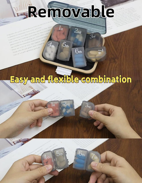 UIVXXUD 7 Set) Ultra-Portable Day Weekly Compact Travel Size Pill Organizer Box - Detachable Daily Compartments