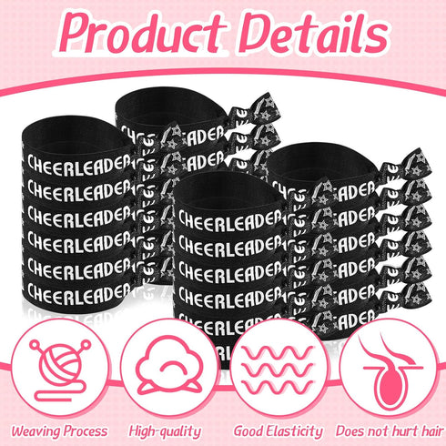 Taiyin 68 Pcs Cheer Hair Ties Bulk, Cheerleader Gifts, Motivational Wristbands for Cheer Squad