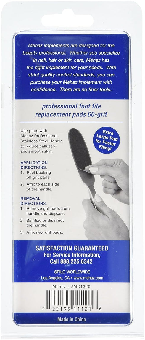 Stainless Steel Foot File Replacement Pad, 60 Grit, 50 Count for Foot Care