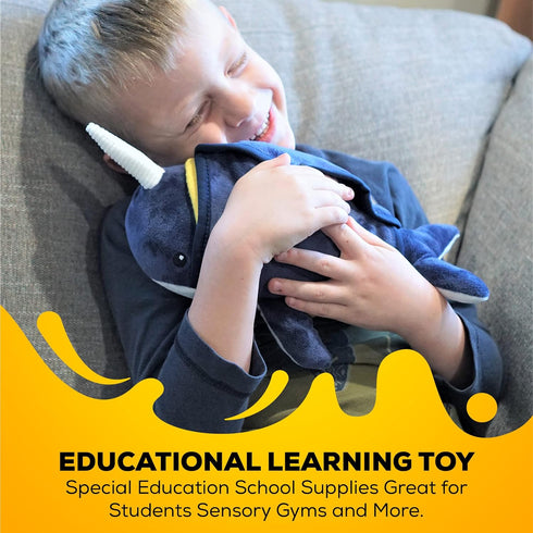 SENSORY4U Narwhal Buckle Pillow, Sensory Motor Aid for Fine Motor Skills and Pediatric Occupational Therapy Support