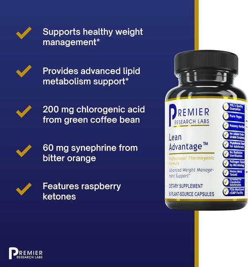 Premier Research Labs Lean Advantage - Green Coffee Bean Extract for Weight Loss, Appetite Suppressant Supplement, 90