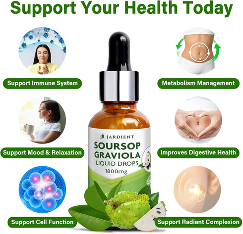 Soursop Bitters Liquid Oil : Graviola Sour SOP Extract- Organic for Cell Support and Regeneration- Soursop Tincture Edible 2 fl oz