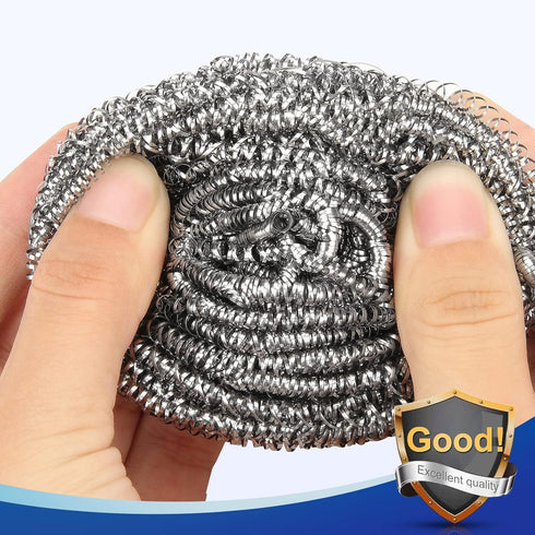 10 Pack Stainless Steel Scrubber, Steel Wool for Scouring Pots, Pans, Stoves, Grills, Broiler Racks and More