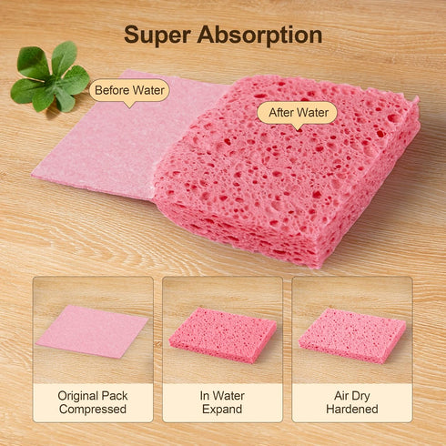 JOYMOOP Compressed Sponges, Cellulose Sponges Kitchen for Non-Scratch Washing Dishes, Household Cleaning Scrub Natural Sponges, Pack of 12 Colorful Sponges by JOYMOOP