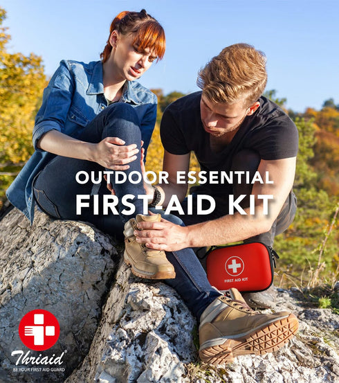 Mini First Aid Kit, 100 Pieces Water-Resistant Hard Shell Small Case for Travel, Outdoor, Home, Office, Camping, Hiking