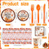 Set, Set HOWAF Thanksgiving Dinnerware Fall Maple Leaves Disposable Tableware Plates Napkin Tablecloth Knifes Forks