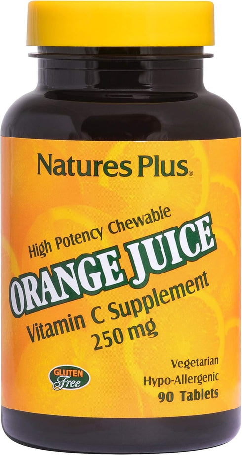 Natures Plus Chewable Vitamin C, 250 mg, 90 Vegetarian Tablets - High Potency Immune Support, Antioxidant