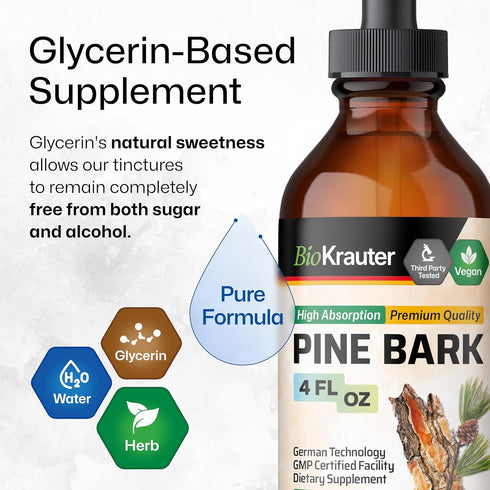 Pine Bark Extracts Tincture - 400 mg Organic French Maritime Pine Bark Extract Drops, Vegan & Sugar Free, 2 Months