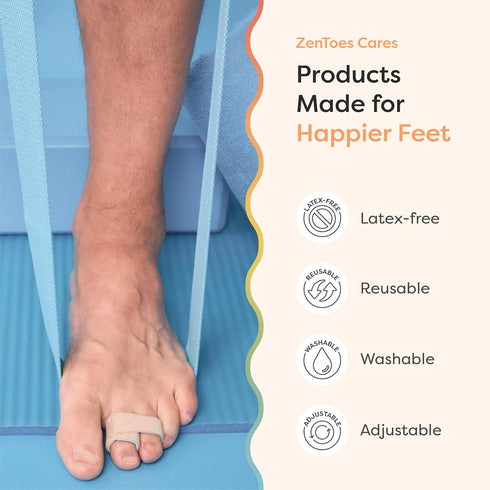 Hammer Hammertoe 4 Count ZenToes Toe Corrector for Women & Men - Reusable Fabric Buddy Wraps for Broken Toes