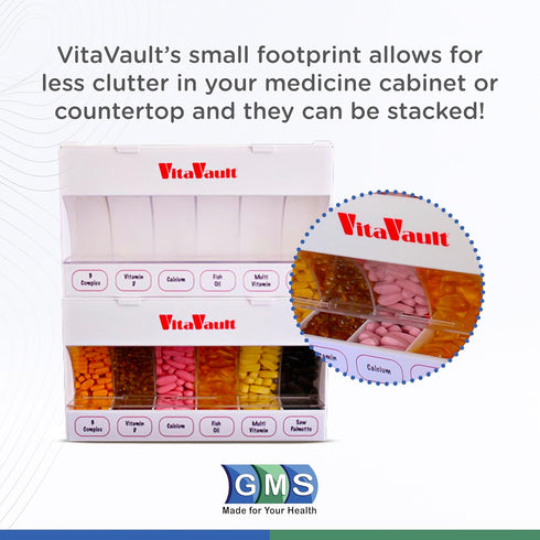VitaVault Pill Organizer with Six Compartments - Medication & Supplement Storage