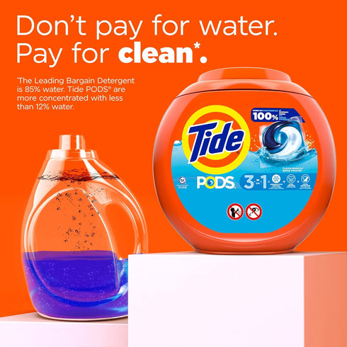 Tide PODS Liquid Laundry Detergent Soap Pacs, HE Compatible, 76 Count, Clean Breeze Scent