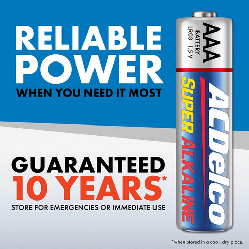 Powermax 10-Year Packaging, 100 Count ACDelco AAA Batteries, Maximum Power Super Alkaline Battery, Shelf Life