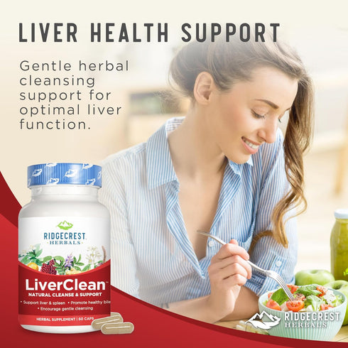 Ridgecrest Herbals LiverClean, Herbal Liver Support Supplement with Blessed Thistle and Dandelion, 60 Caps