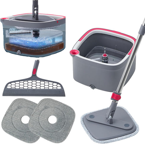 Heavy Duty Square Spin Mop for Floor Cleaning, Separate Compartment for Clean