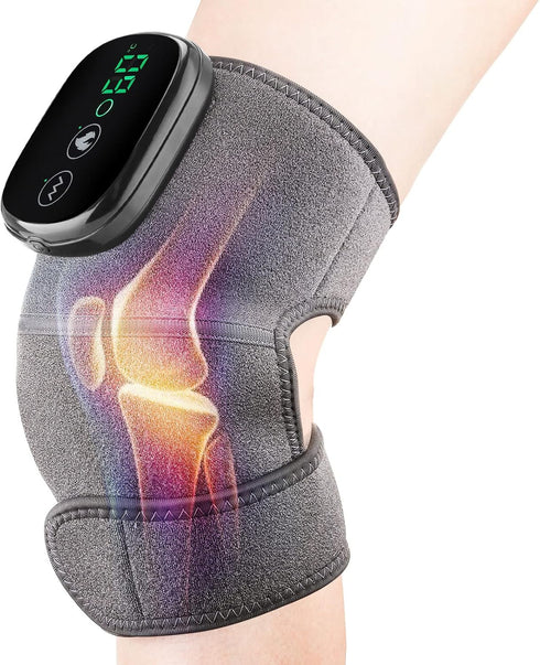 MOAJAZA Cordless Knee Massager - Heated Knee Brace Wrap for Relaxation, Heat and Vibration