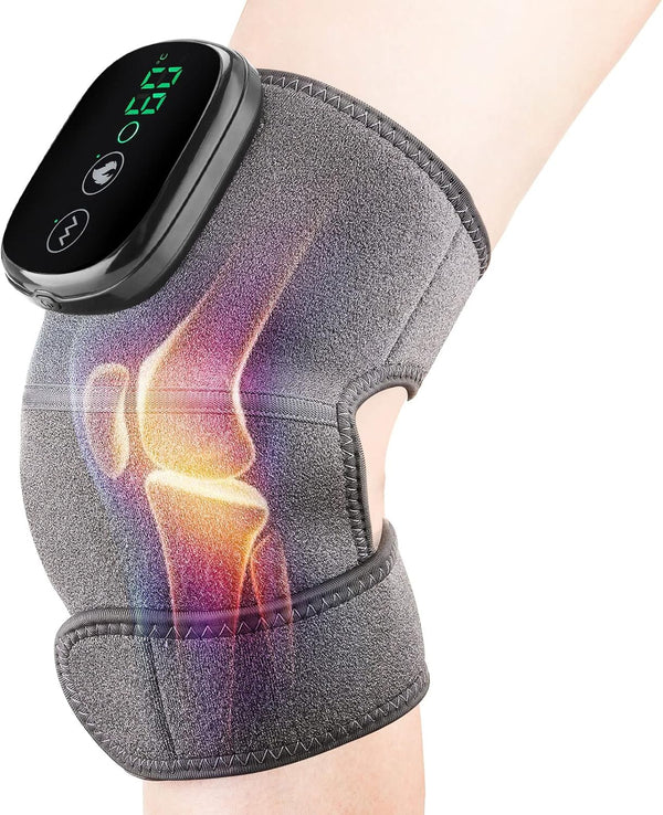 MOAJAZA Cordless Knee Massager - Heated Knee Brace Wrap for Relaxation, Heat and Vibration