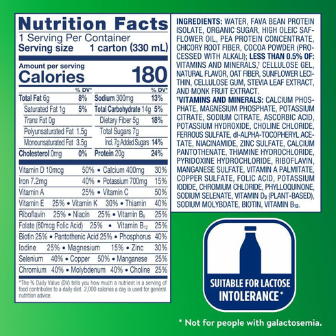 Ensure Plant-Based Vegan Protein Chocolate Shake, Gluten-Free, Dairy-Free, Soy-Free, 12 Pack