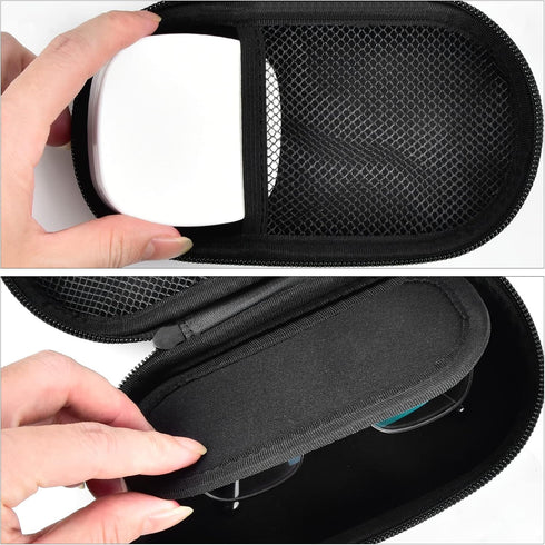 Portable 2 in 1 Contact Lens Case and Glasses Case, Traveling Holder with Soak Storage Kit Included