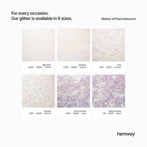 Hemway Premium Ultra Sparkle Glitter - Mother of Pearl Iridescent Metallic Flake for Arts Crafts, 100g / 3.5oz