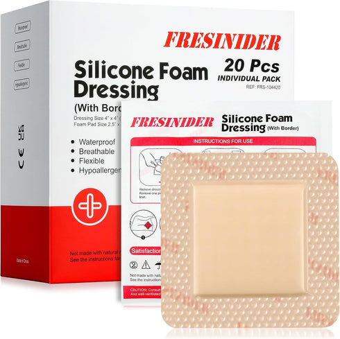 FRESINIDER Silicone Foam Dressing with Adhesive Border Wound Dressing Bandage Silicone Foam