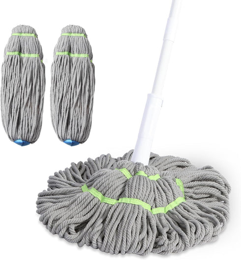 BOOMJOY Self Wringing Mop for Floor Cleaning, Long Handled Twist Mop with 2 Microfiber Washable Heads
