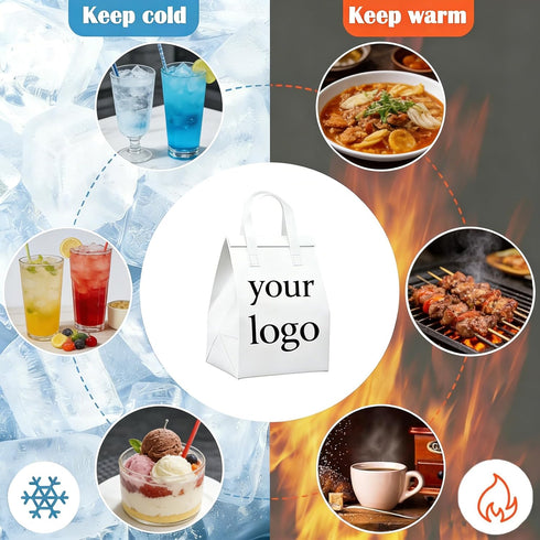 QIUYACARE (50, 9.8Hx8.2Lx4.7W) Customized Insulated Thermal Bag Self-Sealing Disposable Takeaway Bag For Food Delivery