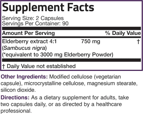 Bronson Elderberry Extra Strength, Supports Immune System & Antioxidant Protection, Non-GMO, 180 Vegetarian Capsules