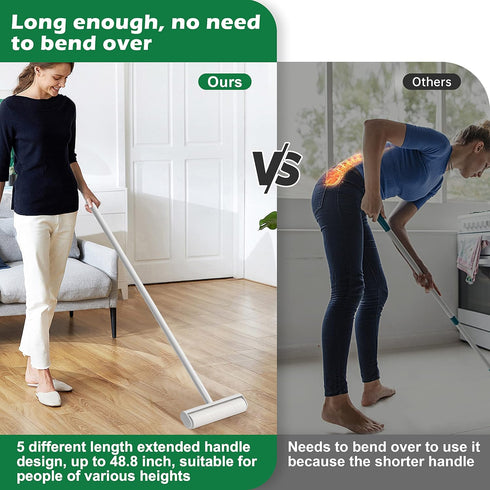 9.5'' Large Lint Roller for Pet Hair with 6 Extendable Handle, Dust-Proof Cover, 5 Refills 300 Sheets