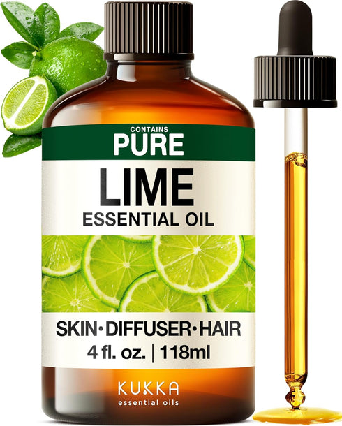 Set Set 2X 4 Oz Mandarin Essential Oil for Diffuse & Lime Essential Oil for Diffuser - Aromatherapy Grade Essential