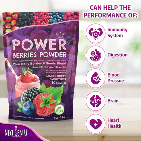 NGU Next Gen U 4 Pack, 150g Immune Super Berry Powder - Each - Support - Food Supplement - Superfood Berries - Smoothie
