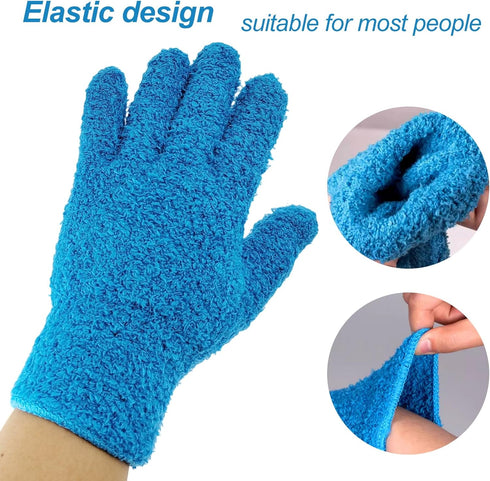 ZHJISHGUO 2 Pcs Blue Reusable Microfiber Cleaning Gloves