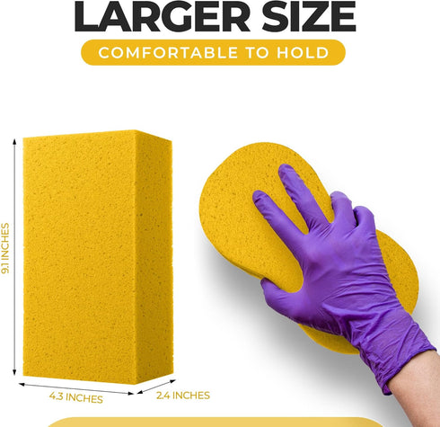 Large Sponges for Cleaning - 2 Pack - Multi-Purpose Cleaning Sponge, Large Sponges for Cleaning, Household Cleaning Sponges, Tile Grout Sponge, Sponges for Painting, Large Sponge for Washing Cars by Brick N Bone Sponges