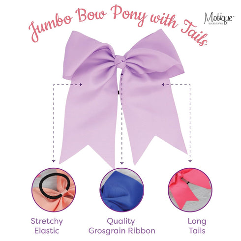 White Jumbo Bow Pony with Tails