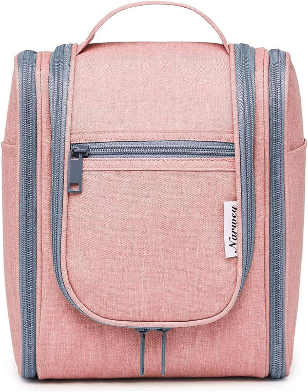 Narwey Small Hanging Toiletry Bag - Women Travel Makeup Organizer for Toiletries and Cosmetics (Medium, Pink)