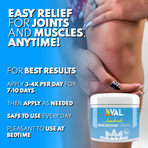 Magnesium Lotion by VAL Lombardi - Nighttime Zechstein Magnesium Chloride Cream, 4 Ounce (Pack of 1)