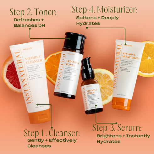 InstaNatural Vitamin C Face Serum - Brightens, Hydrates, Reduces Signs of Aging, 1 FL Oz