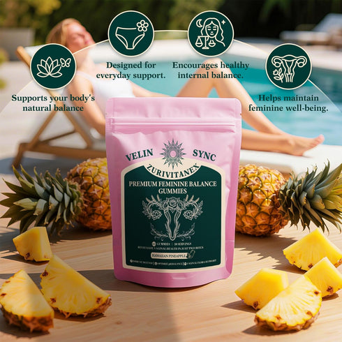 ZuriVitaNex Gummies 60 Gummies (30 Womens Daily Probiotic Feminine Balance & pH Support Vegan, Gluten-Free Pineapple