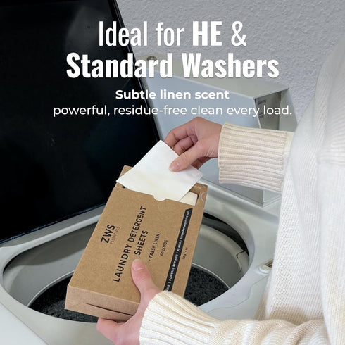 Laundry Detergent Sheets | Fresh Linen Scented Laundry Strips | Eco-Friendly, Plastic-Free Detergent for HE Machines
