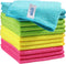 HOMEXCEL Microfiber Cleaning Cloth, 12 Pack Cleaning Rags with 4 Color Assorted, 11.5"X11.5" (Green/Blue/Yellow/Pink)