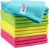 HOMEXCEL Microfiber Cleaning Cloth, 12 Pack Cleaning Rags with 4 Color Assorted, 11.5"X11.5" (Green/Blue/Yellow/Pink)