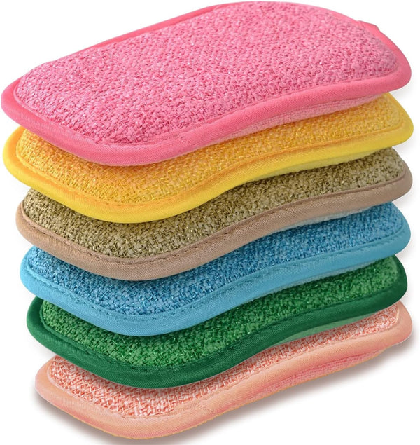wmm Multipurpose Kitchen Scrub Sponges, Heavy Duty Cleaning Non-Scratch Scrub Sponge, Reusable Microfiber