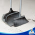 MR.SIGA Gray Broom and Dustpan Set with Adjustable Long Handle, Upright Combo for Floor Cleaning Lobby
