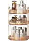 YCIA&DONE 360 Rotating Makeup Organizer - 3 Tiers High Capacity Cosmetic Skincare Perfume Storage for Vanity, Amber Gold