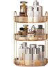 YCIA&DONE 360 Rotating Makeup Organizer - 3 Tiers High Capacity Cosmetic Skincare Perfume Storage for Vanity, Amber Gold
