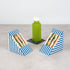 Restaurantware Cafe Vision Sandwich Paper Boxes - 25 Large Disposable Wedge Boxes with Window, Blue and White