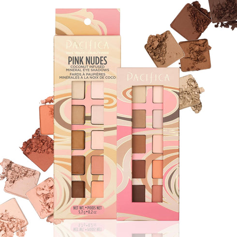 Pacifica Pink Nudes Mineral Eyeshadow Palette, 10 Neutral Shades for Natural or Smoky Eye Look, Vegan & Cruelty Free