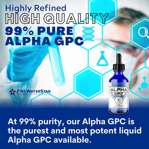 FWS Alpha GPC 300 mg Liquid Choline - Organic Non-GMO Nootropic Brain Supplement for Memory and Focus